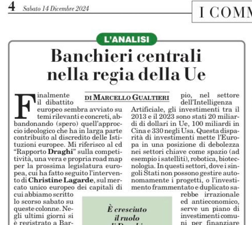 Banchieri centrali nella regia della Ue