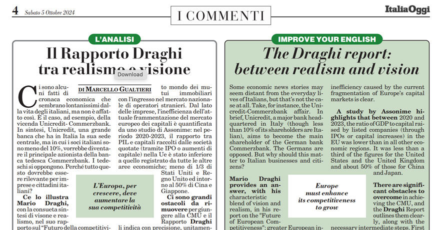 Il Rapporto Draghi tra realismo e visione