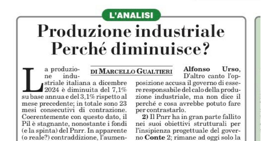 Produzione industriale Perché diminuisce