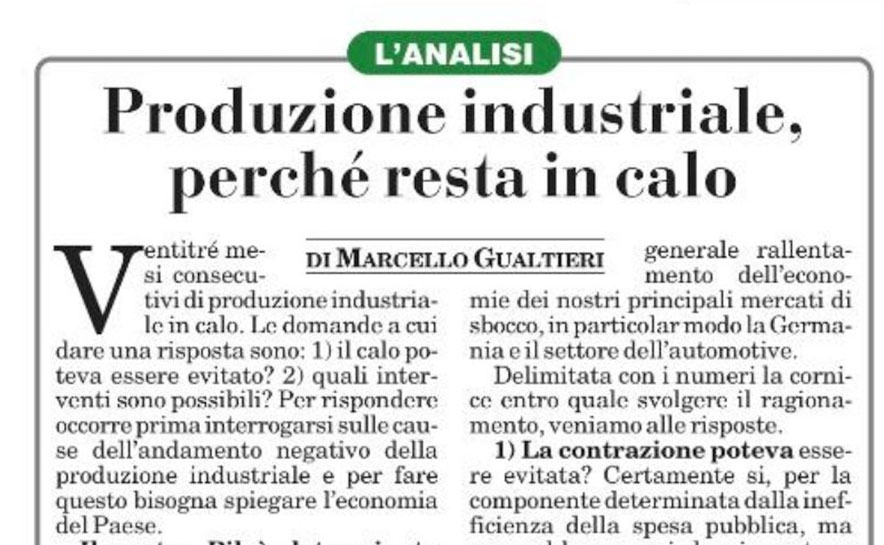 Produzione industriale, perché resta in calo